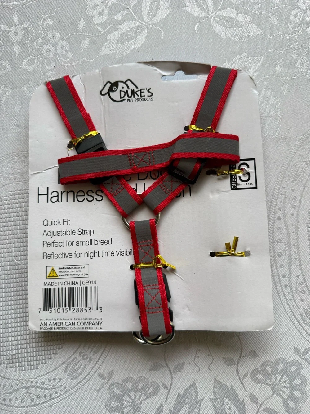Dukes Reflective Red Dog Harness and Leash Set - Small 5Ft Leash Brand New